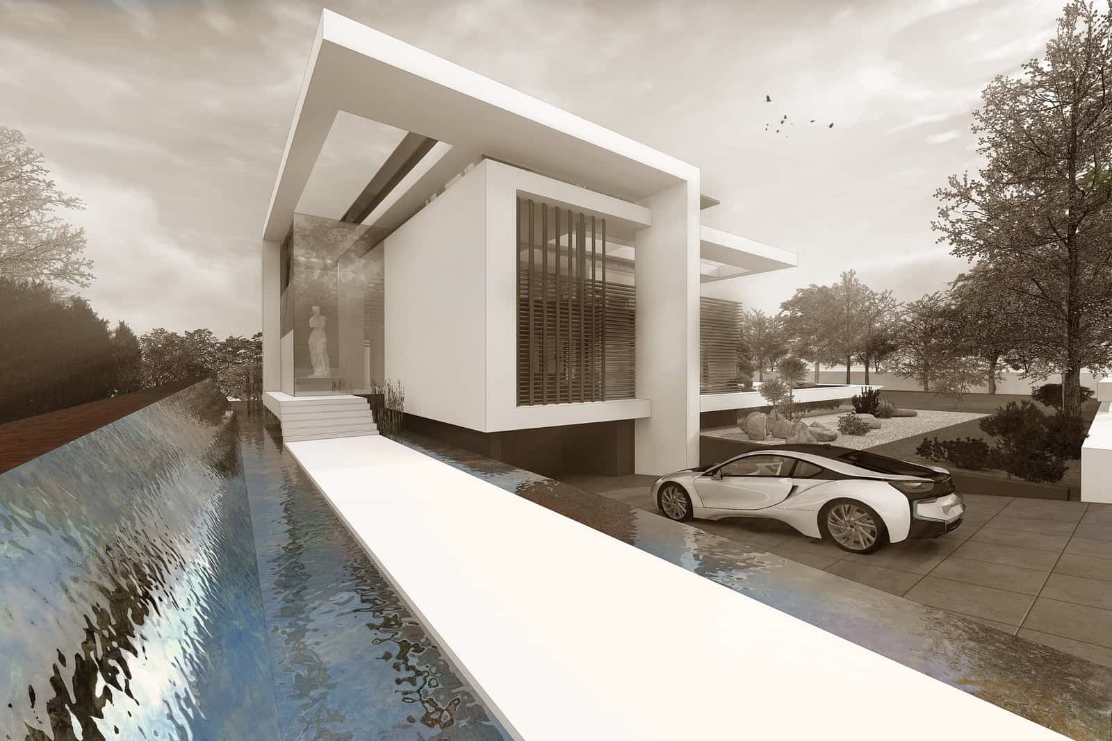 Ein Beispiel ist unsere „Avantgarde Villa mit Flachdach“